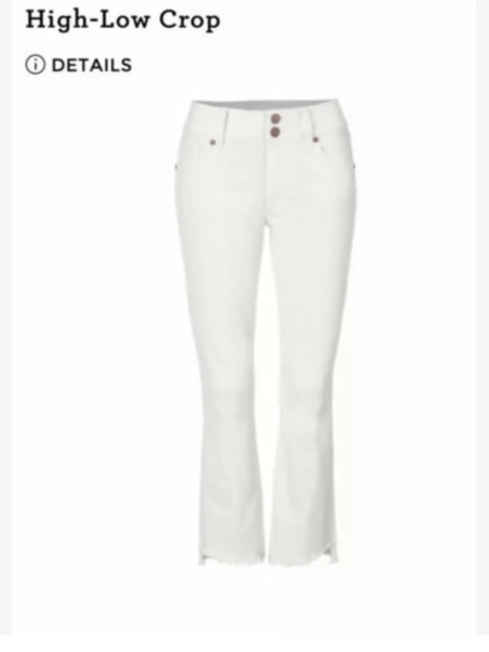 CAbi White Hi-Lo Cropped Jeans
